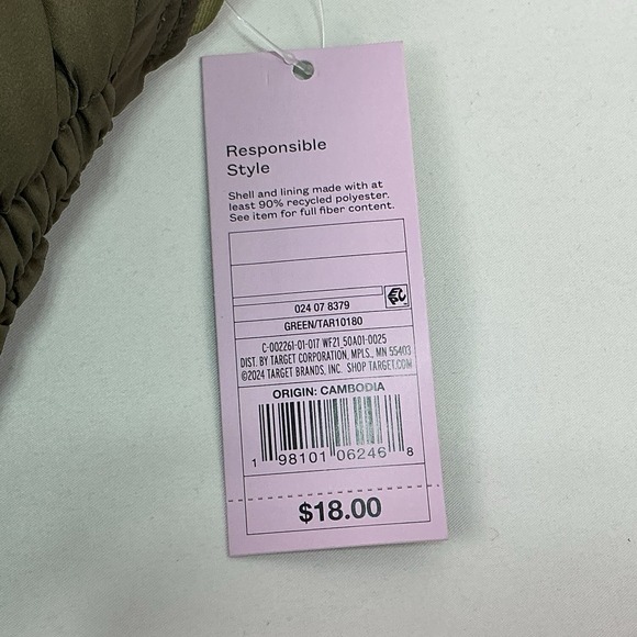 Wild Fable Olive Green Puffer Shoulder Bag Purse Adjustable Strap New - Picture 7 of 7